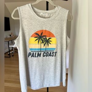 Hount Palm Coast Graphic Tank - Heather Gray with Sunset Print, Size Large